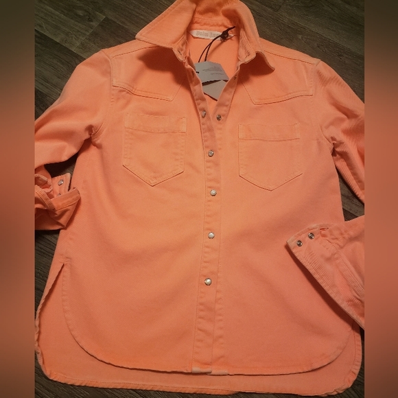 NWT'S PALM ANGEL'S🌴 Sherbert Orange🍊100% Cotton Shacket | Size XSMALL - Picture 4 of 16